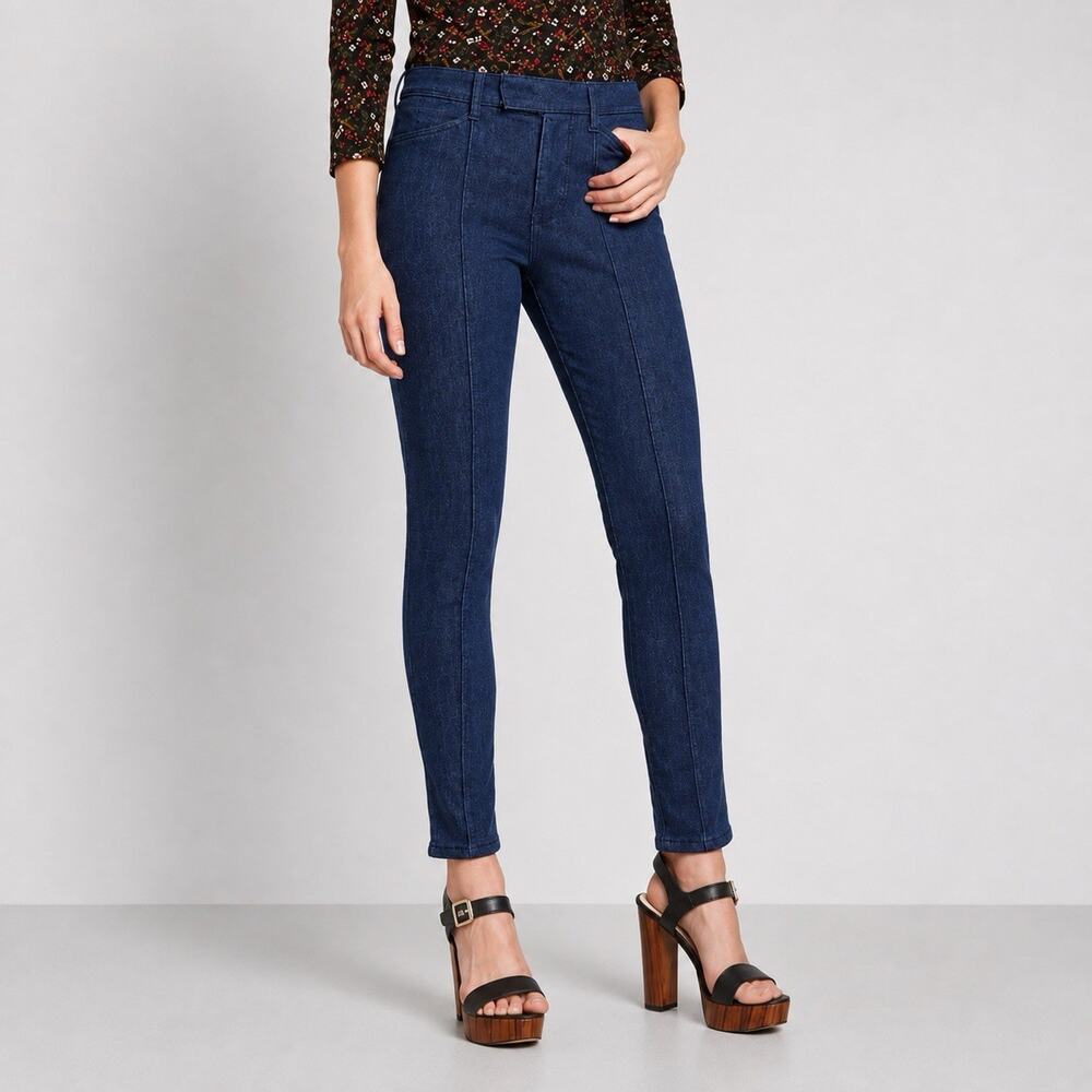 ModCloth Womens 6R Dark Wash High Rise Skinny Jeans Pintuck Stretch Denim